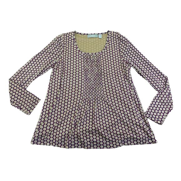 Liz Claiborne Blouse Long Sleeve Geometric Print Boho Size Large - Picture 1 of 7